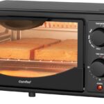 COMFEE’ Toaster Oven Countertop, Small Toaster Ovens Combo 4 slice, Mini Oven for 9″ Pizza, Compact Oven 2 Racks for Toast, Bake, Broil, 950W, Black, CTO-E101A(BK)