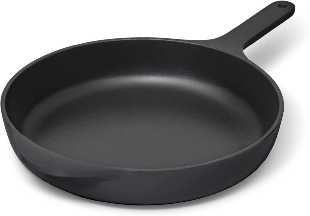 Caraway Cast Iron Skillet – 10.5” Enameled Cast Iron Pan With 3 Layer Enamel Coating – No Seasoning Required – Compatible With All Stovetops – Free From Forever Chemicals – Charcoal