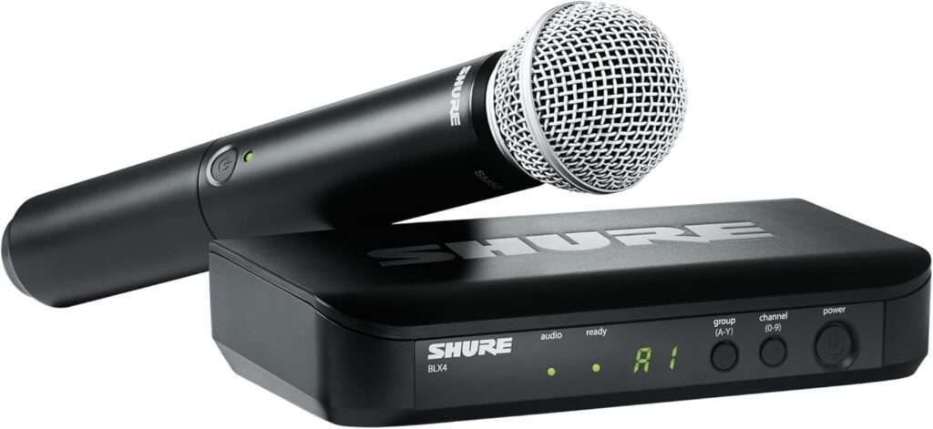 Shure BLX24/SM58 Wireless Microphone System – 14-Hour Battery Life, 300 ft Range, UHF | Includes SM58 Handheld Vocal Mic, Single Channel Receiver | H10 Band (BLX24/SM58-H10)