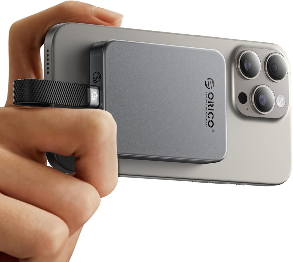 ORICO 2TB Magnetic Portable SSD, Aluminum Alloy, 4K 120 fps ProRes HDR Record and Store, Up to 2000MB/s, External Solid State Drive, Compatible with iPhone 16 Pro Max, Tablet, Computer – K20