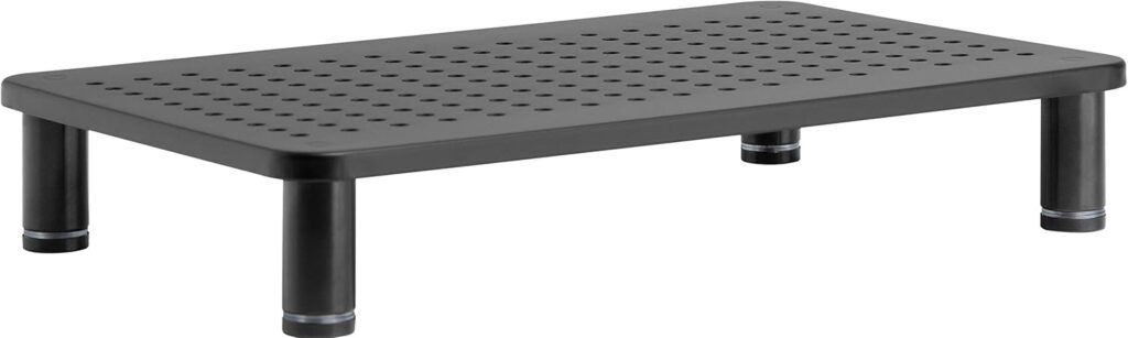 Husky Mounts Monitor Riser Laptop Stand, Adjustable Legs, Stackable, 14.5″ x 9.25″ x 3.25″ Max Height, Matte Black Steel, 1 Stand