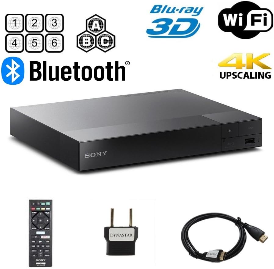 Region Free Blu-ray Player Compatible with Sony BDP-S6700 with 3D WiFi and 4K-Upscaling Multi Region Code Free | Blu-ray Regions A, B, C | DVD Regions 0-8 with Dynastar 6FT HDMI Bundle