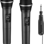 Wireless Microphones, Dual Handheld Dynamic Mic with Ultra-Stable Rechargeable Receiver | 200ft Freedom |Zero Dropouts | 40H Duration |Plug and Play| Karaoke Microphone for Singing, Meeting