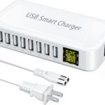USB Charging Station, Ziwodiv 8-Port 60W/12A Charger Station, Multi Ports USB-A Charging Hub with LED Display, Compact Desktop Charger for Multiple Devices, iPhone iPad Samsung Android and Tablet