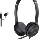 Yealink UH37 USB Headset with Noise Cancelling Microphone,Wired Headset for PC Laptop,Teams Certified,USB-A/C Cable,Works with Zoom and Other Leading UC Platforms
