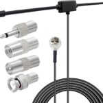 FM Antenna for Stereo Receiver Indoor, JSZAAHZ Upgrade FM Radio Antenna with 4 Type Adapters for Home Stereo Receiver Bose Wave Radio Sony Yamaha, 75 Ohm FM Stereo Antenna for Receiver Rural Area