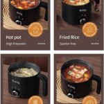 1.8L Electric Hot Pot，Ramen Cooker, Dual power supply Mini Portable Multi-Functional Lazy Pot for Pasta, Noodles, Egg, Soup,Rice，Non-Stick Noodle Cooker with Boil Dry Protection for Dorm, Office (white)