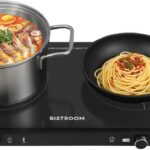 Double Burner Induction Cooktop Continuous Low Power 9 Temperature Countertop Knob Control 1800W 18 Power 2 Electric Sensor Touch Timer Stove