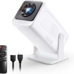 Mini Portable Projector with WiFi and Bluetooth,Support Movie Projector 1080P HD,Auto Keystone Correction,180° Rotatable,Compatible with TV Stick, HDMI, USB, Smartphone, Laptop (White 7)