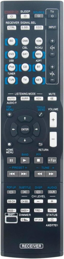 AXD7721 New Replacement Remote Control fit for Pioneer 7.2 Channel Networked AV Receiver VSX-S300-K VSX-S310 VSX-530-K VSX-424-K VSX-329-K VSX-529-K VSX-1029 VSX-1029-K VSX-44 VSX-830 VSX-830-K