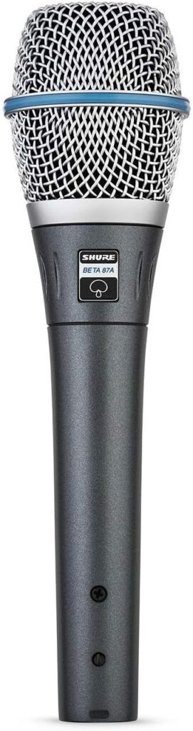 Shure BETA 87A Studio Grade Vocal Microphone with Built-in Pop Filter – Single Element Supercardioid Condenser Mic with A25D Mic Clip and Storage Bag, Ideal for Studio Recording and Live Performances