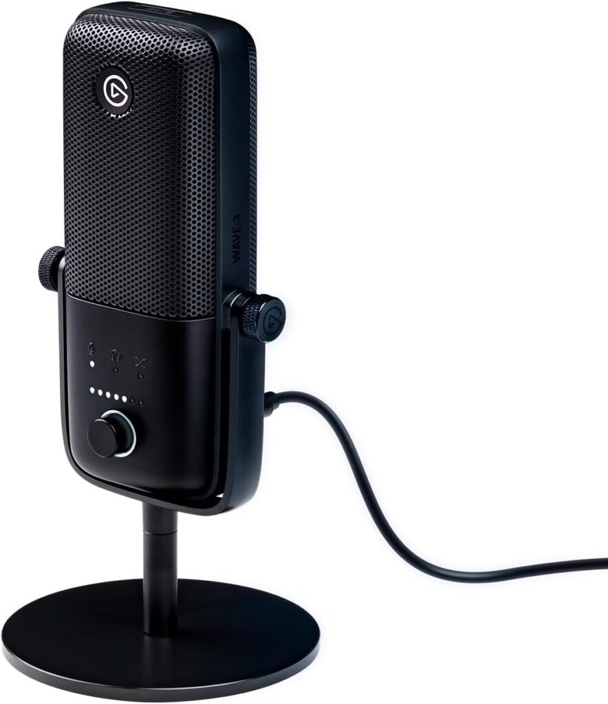 Elgato Wave:3 – Premium Studio Quality USB Condenser Microphone for Streaming, Podcast, Gaming and Home Office, Free Mixer Software, Sound Effect Plugins, Anti-Distortion, Plug ’n Play, for Mac, PC