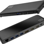 Minthouz 12 IN 1 Docking Station with 100W Charging, Triple Display, 1000Mbps LAN Port, Laptop Docking Station Monitor Single 8K or Triple 4K, 4X USB-A, 2X USB-C, Ethernet Port, for Windows Mac Chrome