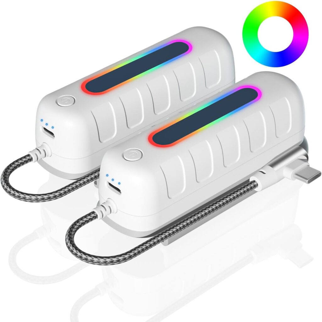 Saqico Battery Pack for Oculus Quest 2/3/3S, 5000mAh Extended Power with Multi-Colors RGB Lights, Lightweight and Portable VR Extend Power Accessories for Extra 2-4H Playtime (Pack of Two)