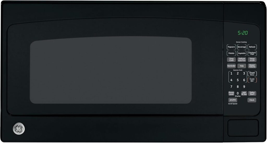 GE GCST20S1WBB Microwave Oven, 1,200-watt Capacity, 2.0 Cubic Ft, 8 Auto Cooking Settings, Child-Lock Technology, Kitchen Essentials for The Countertop, Dorm Room or Apartment, Black, Cu