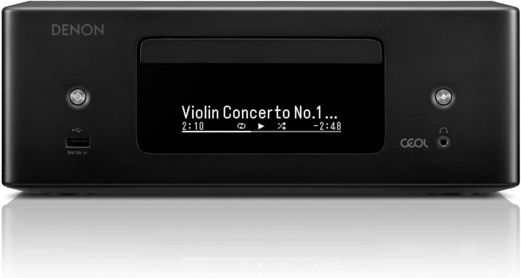 Denon RCD-N12, Bluetooth CD Player with Integrated AM/FM Radio Tuner, & Wi-Fi, Perfect for Smaller Rooms and Houses, Amazon Alexa Compatibility, Supports Gaming Consoles, TV & More