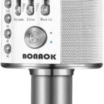 BONAOK Wireless Bluetooth Karaoke Microphone,3-in-1 Portable Handheld Karaoke Mic Speaker Machine Home Party Birthday for All Smartphones Q37 (Space Gray)