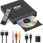 Mini HD DVD Player with Hdmi, Multi Region DVD Player for Smart TV, HDMI/RCA Output Cable Included, 1080P, Breakpoint Memory, Built-in PAL/NTSC, CD Players for Home