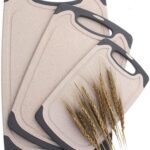 FLYINGSEA Cutting Boards For Kitchen, Anti-Skid Eco-Wheat Straw Cutting Board Set (3 Pcs), Dishwasher Safe (light brown)