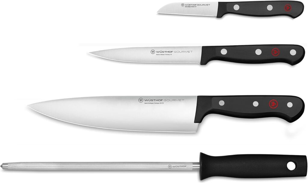 Wüsthof Gourmet 4-Piece Chef’s Knife Set, Black
