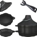 Cast Iron Sauce Pan with Steamer Basket & Lid three-ply, Cast Iron Steamer for Cooking Set, Butter Melting Pot, Garlic Roasters, Food pretreatment for Stovetop, Grilling & Camping