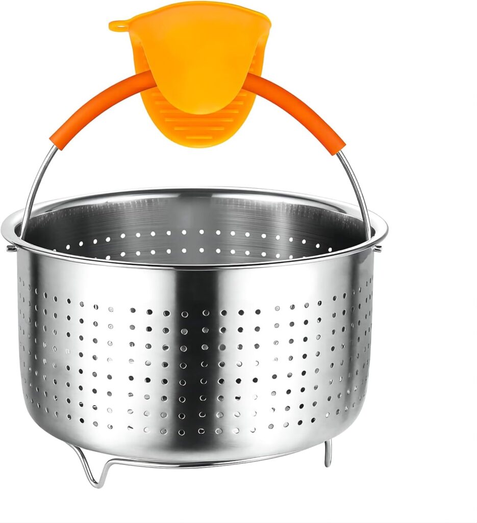 GREATLINK Vegetable Steamer Basket for Pot, Instant Pot Accessories 3Qt, Stainless Steel Mesh Strainers and Colanders for Cooking Broccoli, Eggs, Pasta, Quinoa, Spaghetti (3 Qt – Steamer Basket)