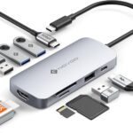 USB C Hub, 9 in 1 USB C Multiport Adapter with 4K@60Hz HDMI, 5 USB Ports, 100W PD, SD/TF USB C Adapter, USB C to HDMI Adapter, USB C Dock for MacBook Pro/Air, HP, DELL, Lenovo, ASUS Laptops NOVOO