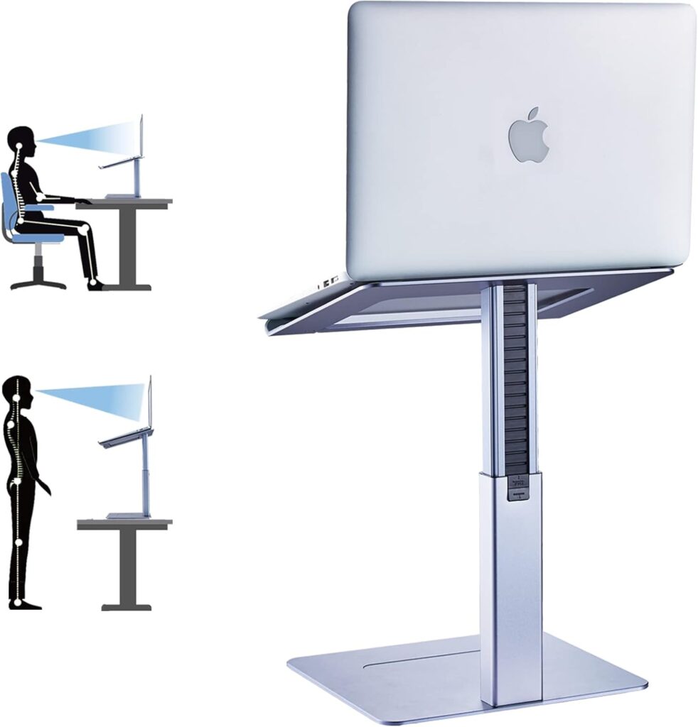 Adjustable Laptop Stand, Tall, Strong, Airflow, Suitable for 13.3-17.3 Inch Laptops, Lift Screen to Eye Level for Video Conferences