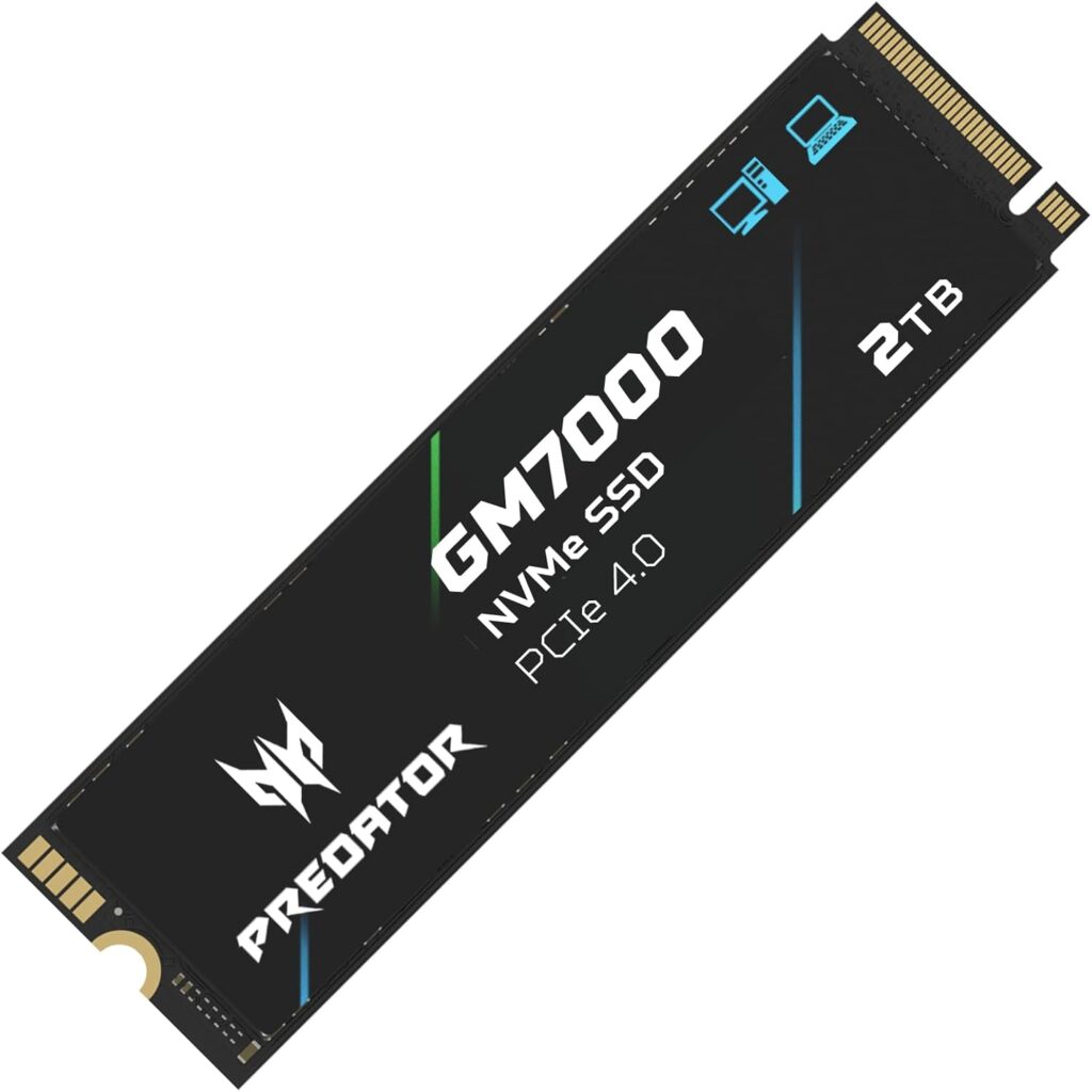 Predator M.2 SSD 2TB GM7000 with DRAM cache NVMe 1.4 2280 PCIe Gen4×4 Ultra high speed (maximum read: 7400MB/s, max write: 6700MB/s) 3D NAND TLC Internal SSD Compatible with PS5 Pro – BL.9BWWR.106
