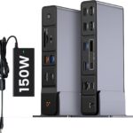 TobenONE USB C Docking Station 3 Monitors, 18-in-1 Triple 4K Display, 150W Power Adapter with 20W Fast Charging, 8 USB Ports up to 10Gbps, 2 HDMI/DP/USB C, for Windows/Chrome OS