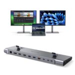 TobenONE MacBook Docking Station Dual 4K@60Hz Monitor, 16-in-2 USB C Docking Station Stand with 2.5Gbps Ethernet,100W GaN Power Supply, 2 HDMI&DP, 5 USB Ports