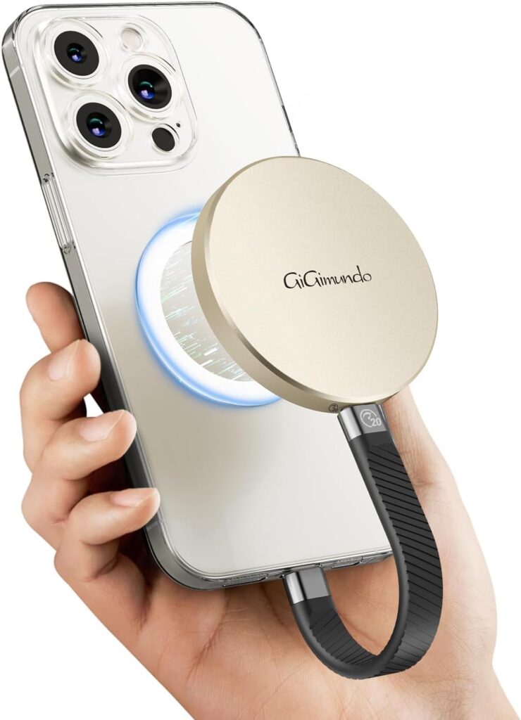 GiGimundo GQ20 Ultra-Slim USB-C Magnetic Portable SSD 512GB – Max 20Gbps High-Speed, Compact Stylish External Drive for Windows, Mac, Android – Round Design, Fast File Transfer