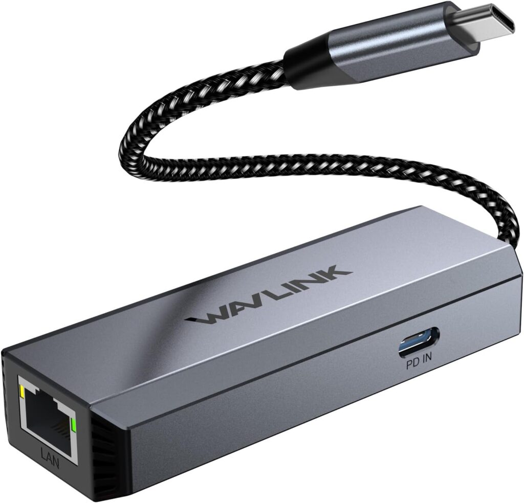 WAVLINK USB-C to Ethernet Adapter with 95W PD – 5Gbps High-Speed, Driver-Free Type-C to RJ45 Ethernet LAN Network Adapter Thunderbolt 5/4/3 Compatible for MacBook Pro/Air, iPad Pro, Dell XPS
