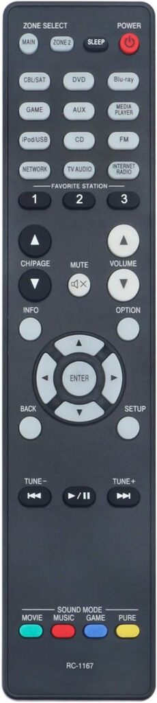 RC-1167 Replacement Remote Control Supports for Denon AV Receiver Stereo Home Theater System AVR-2313 AVR-1913 AVR-2113 AVR-2313CI AVR-2113CI