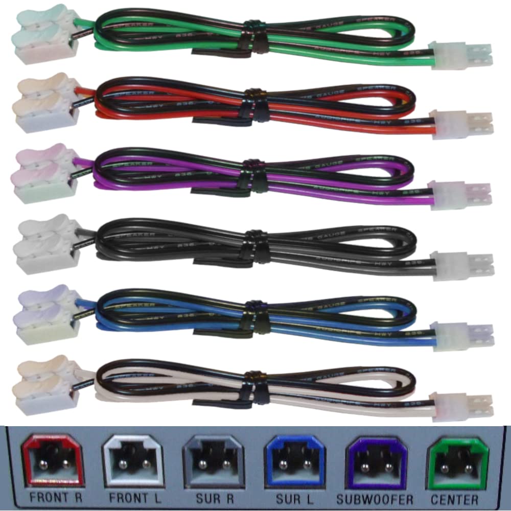 6 Home Theater Speaker Cables for Sony Samsung Etc / 4.2mm Connectors/Includes Tool-Free Wire Crimp Splices.