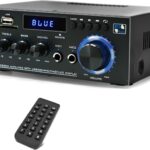 AK45 Stereo Home Audio Amplifier, 5.0 Mini Bluetooth Receiver, 300W *2 Blutooth HiFi Stereo Power Amplifier 2.0 Channel RMS 40W x 2 Home Stereo System with Remote Control Amp W/MIC,USB, RCA,FM Radio