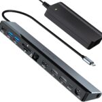 USB C Docking Station Dual Monitor with Power Adapter: NewQ 12-in-1 Thunderbolt 3 | 4 Dock, Dual 4K HDMI, 4 USB, Audio, Ethernet, SD/TF Slot, 18W PD Out, for Mac, HP, Dell, Lenovo, Surface, Asus, Acer