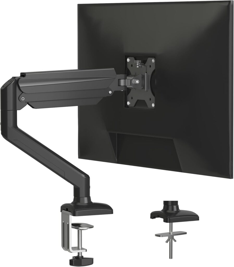 suptek Single Monitor Arm Mount for 13-32 inch, Adjustable Gas Spring Monitor Arm Desk Mount Stand for 4.4-19.8lbs, with VESA Mount 75×75/100x100mm