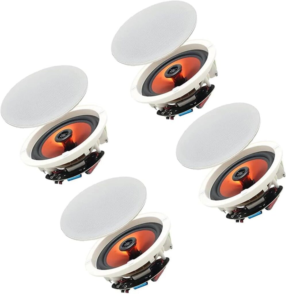 Herdio 6.5″ 600 Watts Bluetooth Ceiling Speakers Wireless Home Recessed Speaker System Suitable for Indoor,Kitchen,Home Theater,Bedroom,Office,Covered Patio(4 Speakers)