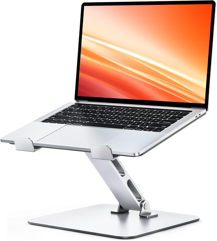 Adjustable Ergonomic Laptop Stand for Desk, Foldable Computer Stand, Stable Aluminum Lectern Notebook Riser & Portable Laptop Holder Mount Compatible with 10-16″ MacBook Pro/Air, Dell, HP