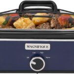 4-Quart Slow Cooker with Casserole Manual Warm Setting – Perfect Kitchen Small Appliance for Family Dinners, Dishwasher Safe Crock, Blue