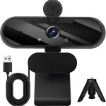 USB HD 1080P Video Webcam and Wide Angle Camera with Built-in Microphone and Rotatable Tripod,for Laptop Computer or Desktop PC,Great for Live Streaming.Calls.Video Conferencing(Black)