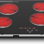 4 Burner Electric Cooktop, TOPWISH 24 Inch, Built-in Electric Stove Top, 220-240v Radiant Cooktop with Child Lock, Touch Control, Residual Heat Indicator, Overheat Protection, Hard Wire (No Plug)
