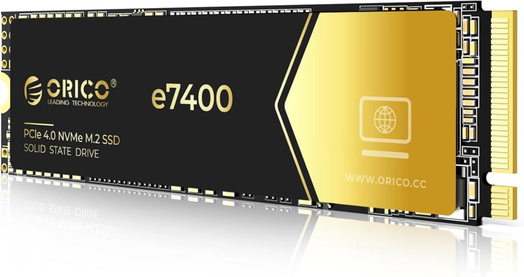ORICO 2TB NVMe SSD PCIe 4.0- Up to 7400MB/s, M.2 2280 PCIe 4.0X4 Internal Solid State Drive, Fast Heat Dissipation, Compatible with macOS Windows for Gamers and Creators-e7400