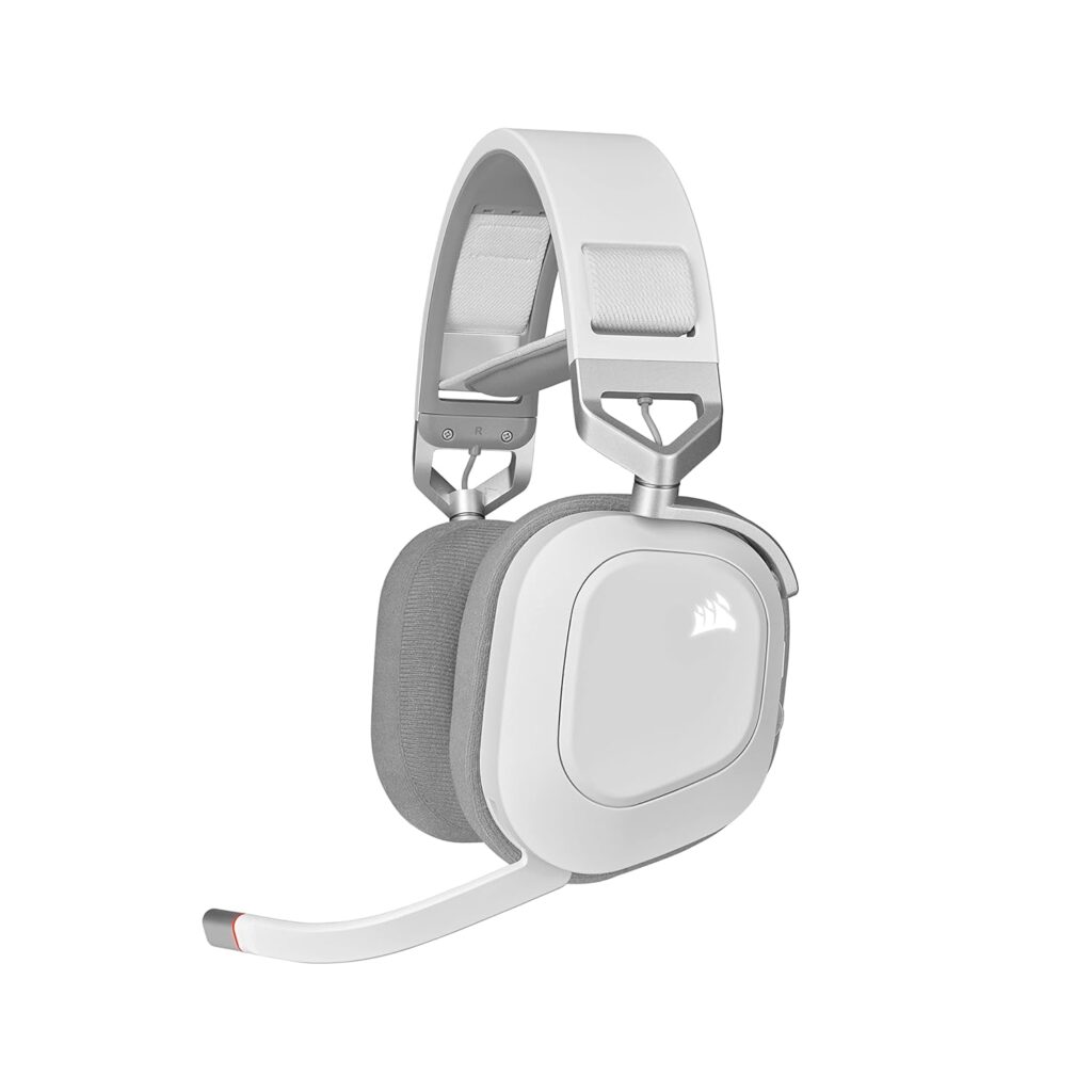 Corsair HS80 RGB Wireless Multiplatform Gaming Headset – Dolby Atmos – Lightweight Comfort Design – Broadcast Quality Microphone – iCUE Compatible – PC, Mac, PS5, PS4 – White