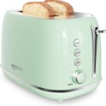 Toaster 2 Slice Stainless Steel Toaster Retro with 6 Bread Shade Settings, Bagel, Cancel, Defrost Function, 2 Slice Toaster with Extra Wide Slot, Removable Crumb Tray