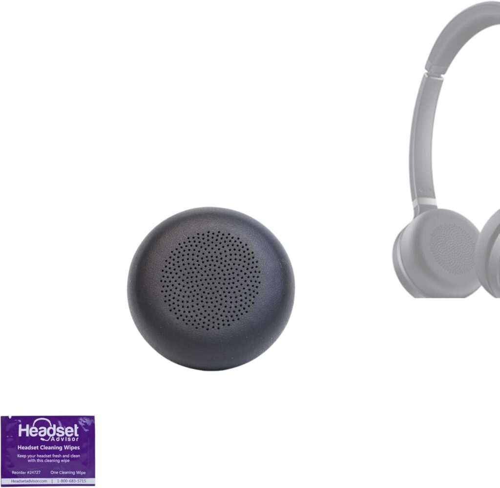 Updated Earpad Cushion for Yealink WH62, WH66, UH36 and YHS36, 1 Pack with Headset Advisor Wipe