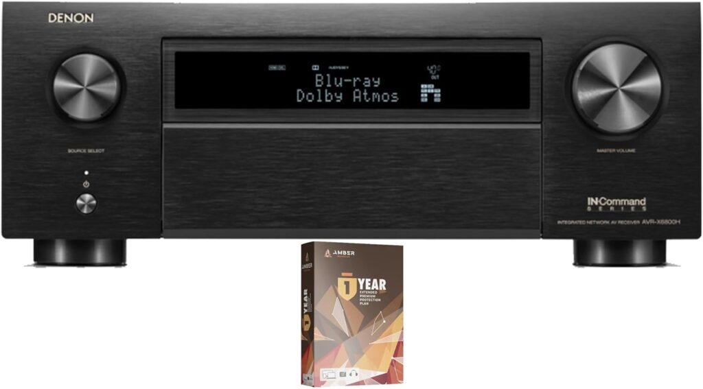Denon AVR-X6800H 11.4 Channel 8K Receiver with 3D Audio and Dolby Atmos with a 1 Year Amber Protection Extension (2023), Black