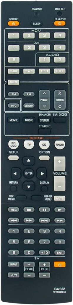 RAV332 WT92680EX Replaced Remote Control Fit for Yamaha AV Receiver YHT-493 RX-V367 RX-V367BL YHT493 RXV367 RXV367BL