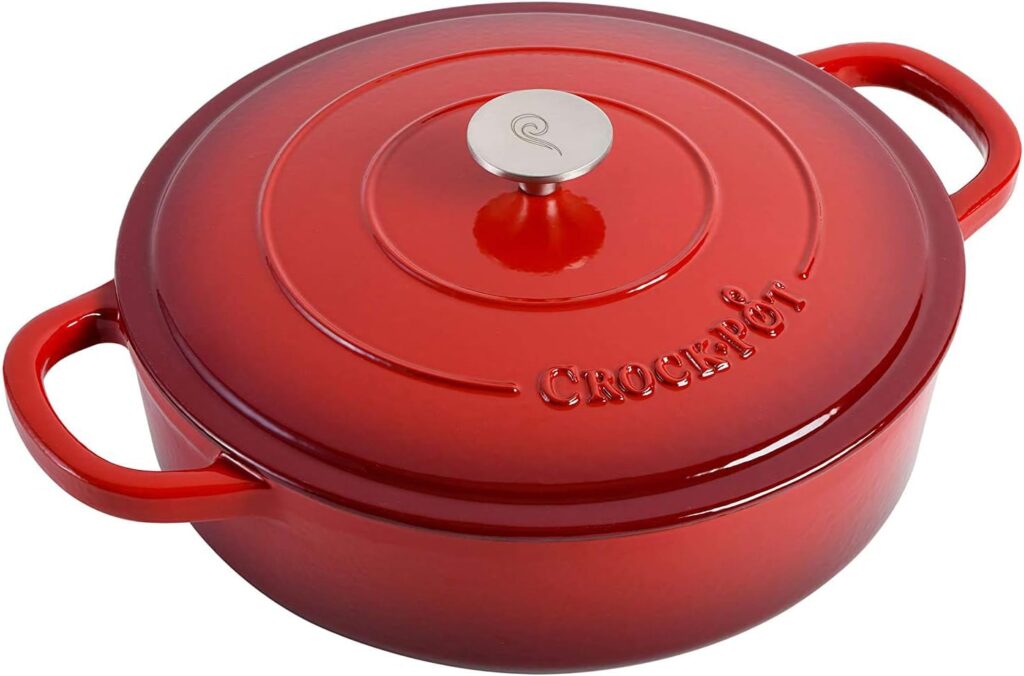 Crock-Pot Crock Pot Artisan Enameled Cast Iron Braiser W/Lid, 5 Quart, Scarlet Red